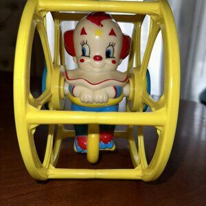 VTG 1960s Bozo the Clown Flip Spin roll toy L. H. P. C Corp Great shape OLD MCM